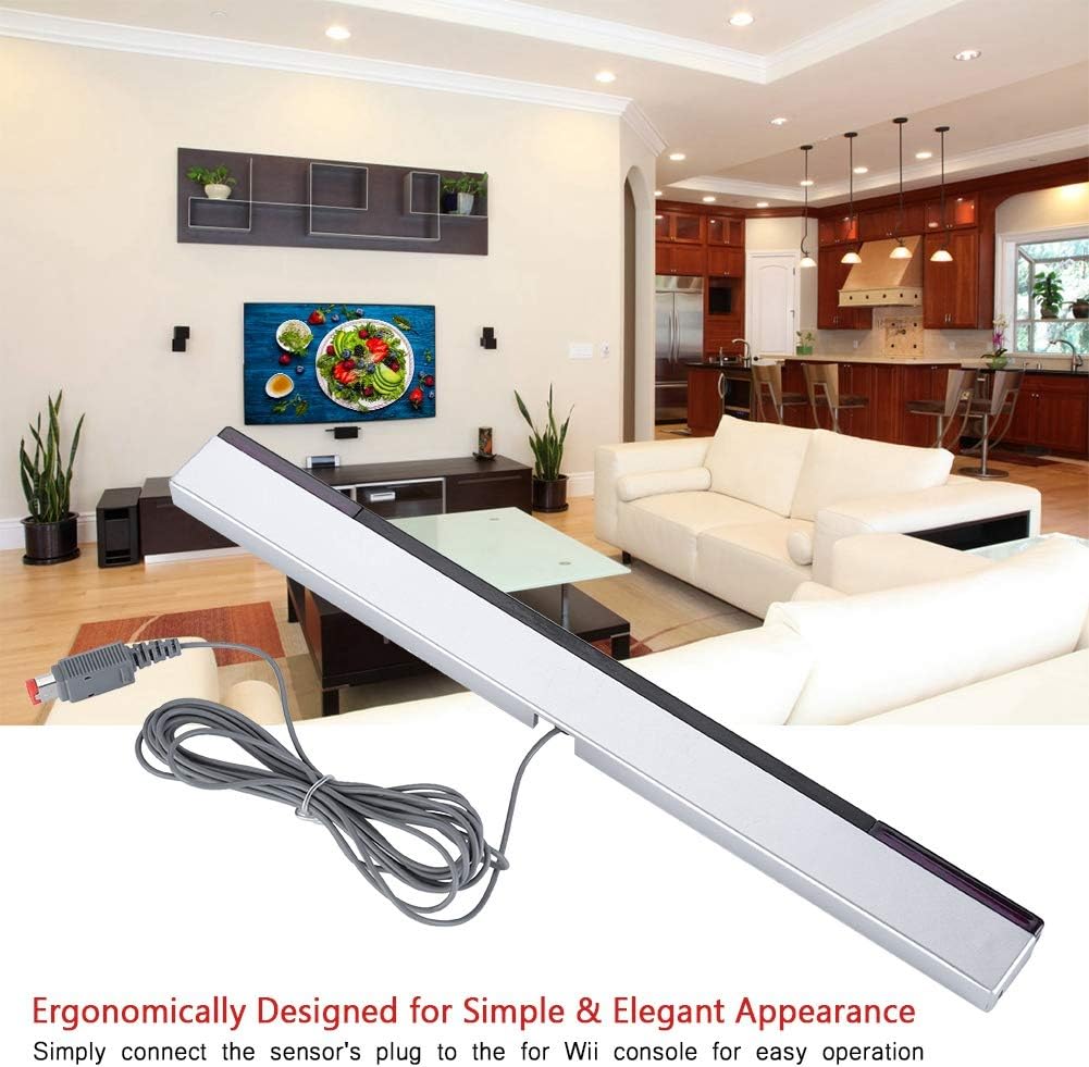 Wii Sensor Bar, Wired Infrared Sensor Bar IR Signal Ray Sensor Bar for Nintendo Wii and Wii U Console V1259-DP01-A-2980