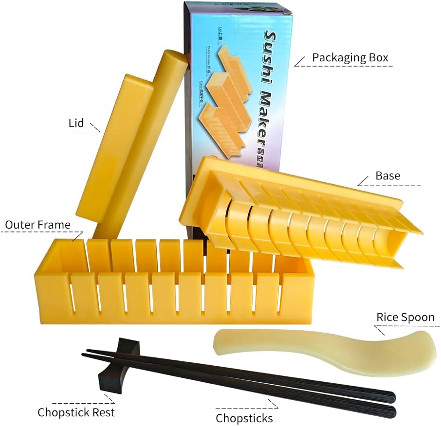 Sushi Maker, DIY Mold Set - Easy Sushi Making Kit, with Chopsticks and Chopstick Rest (Round Shaped) V1259-DP01-A-2996