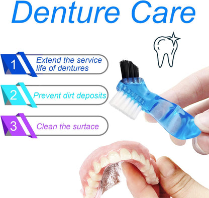 Denture Cup Orthodontic Retainer Case, Denture Bath Box Dental Mouthguard Case Cleaning with Brush, Strainer V1259-DP01-A-2997