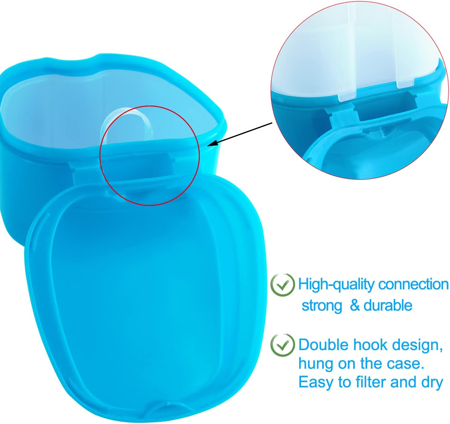 Denture Cup Orthodontic Retainer Case, Denture Bath Box Dental Mouthguard Case Cleaning with Brush, Strainer V1259-DP01-A-2997