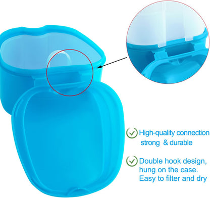 Denture Cup Orthodontic Retainer Case, Denture Bath Box Dental Mouthguard Case Cleaning with Brush, Strainer V1259-DP01-A-2997