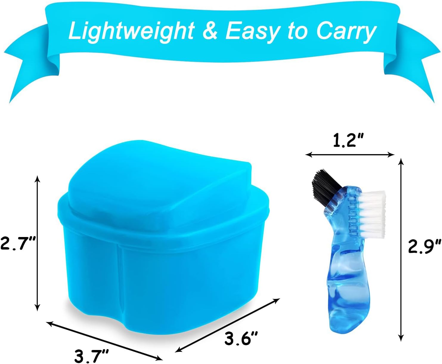 Denture Cup Orthodontic Retainer Case, Denture Bath Box Dental Mouthguard Case Cleaning with Brush, Strainer V1259-DP01-A-2997