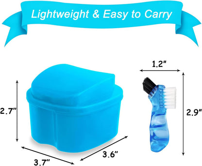 Denture Cup Orthodontic Retainer Case, Denture Bath Box Dental Mouthguard Case Cleaning with Brush, Strainer V1259-DP01-A-2997