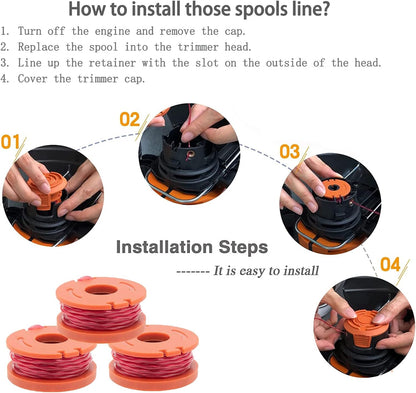 14 Pack Replacement Trimmer Spool Line, Trimmer Replacement Spools Line for Worx WA0010 WA0004.1 Grass V1259-DP01-A-2999