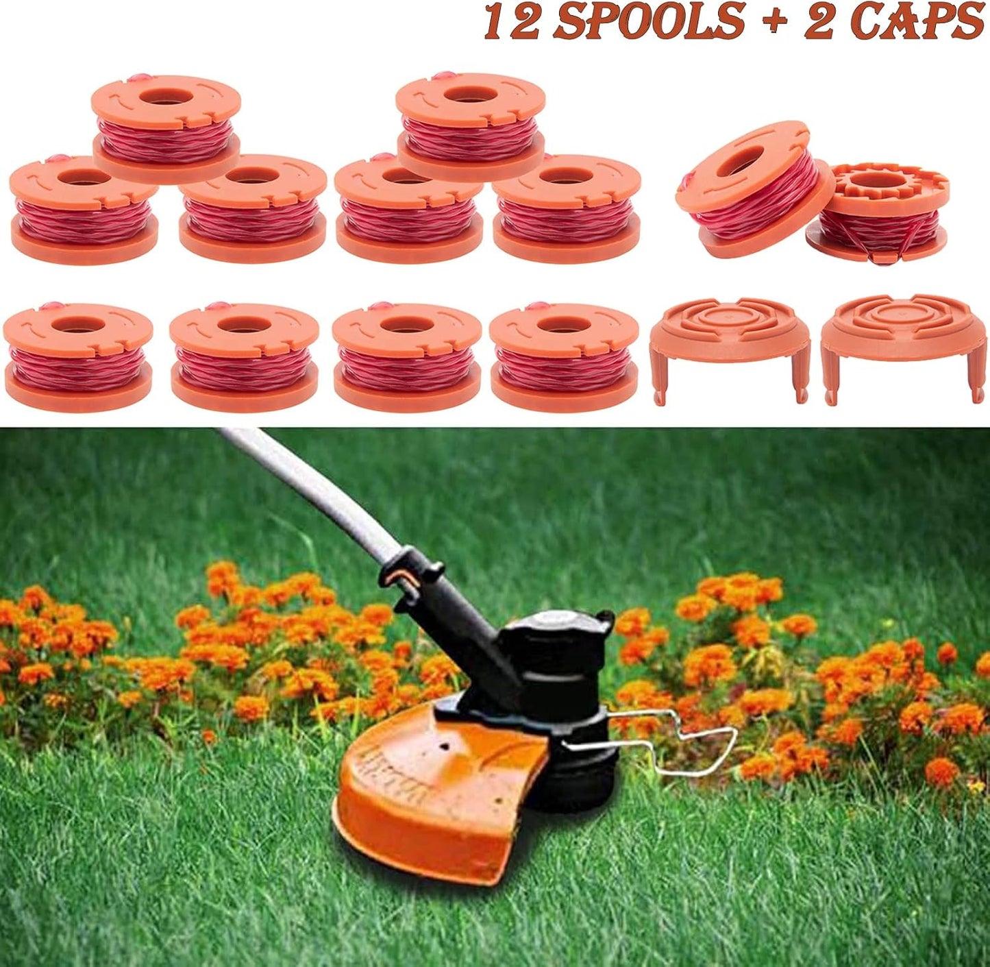 14 Pack Replacement Trimmer Spool Line, Trimmer Replacement Spools Line for Worx WA0010 WA0004.1 Grass V1259-DP01-A-2999