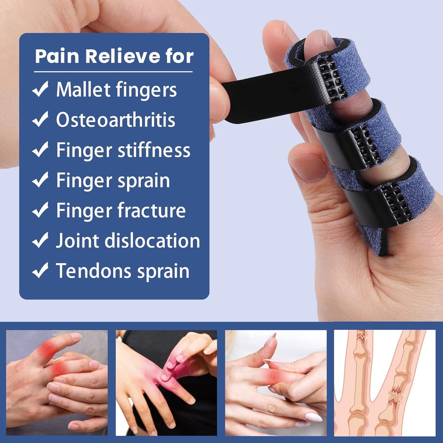 Trigger Finger Splint, Finger Splints for Straightening & Trigger Finger & Broken Finger,Finger Brace Fits V1259-DP01-A-3000