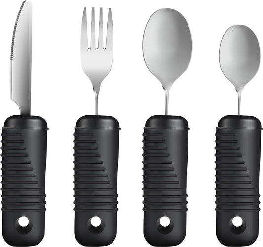 YPC Adaptive Utensils,Easy Grip Silverware,Built Up Bendable Fork,Teaspoon,Tablespoon and Knife for V1259-DP01-A-3003