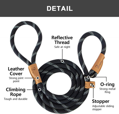5 FT Slip Lead Dog Leash, Heavy Duty Rope Leash for Small Medium Large Dogs, No Pull Training Lead with V1259-DP01-A-3004