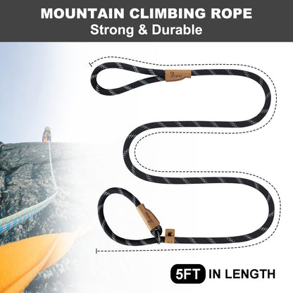 5 FT Slip Lead Dog Leash, Heavy Duty Rope Leash for Small Medium Large Dogs, No Pull Training Lead with V1259-DP01-A-3004
