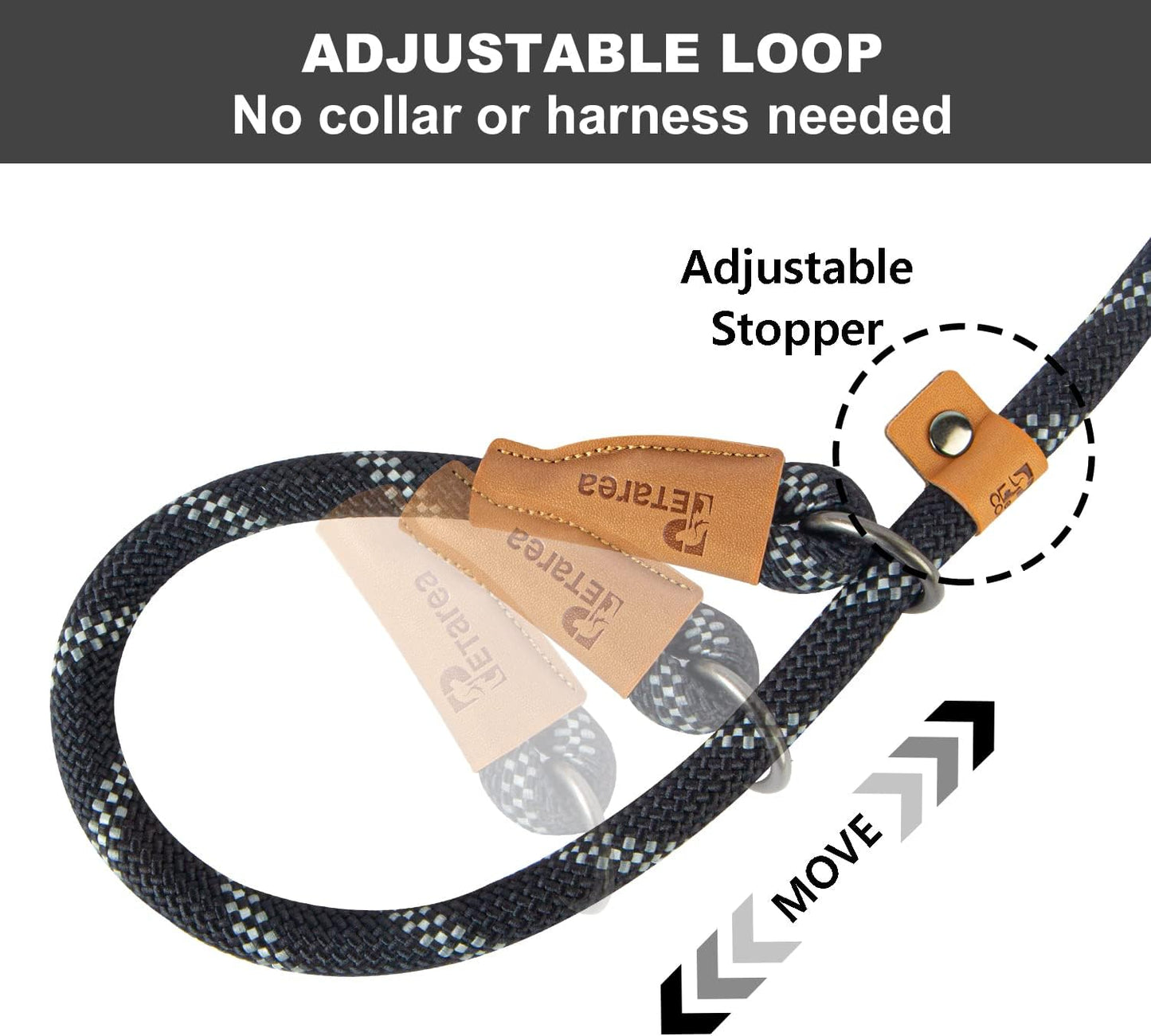 5 FT Slip Lead Dog Leash, Heavy Duty Rope Leash for Small Medium Large Dogs, No Pull Training Lead with V1259-DP01-A-3004