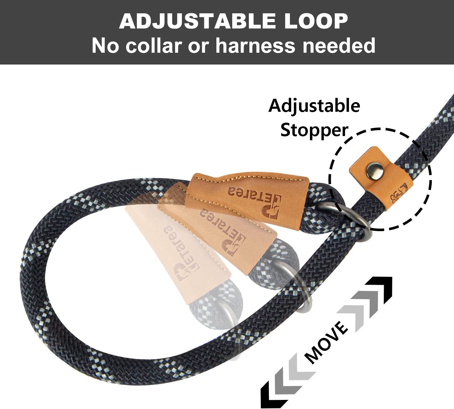 5 FT Slip Lead Dog Leash, Heavy Duty Rope Leash for Small Medium Large Dogs, No Pull Training Lead with V1259-DP01-A-3004