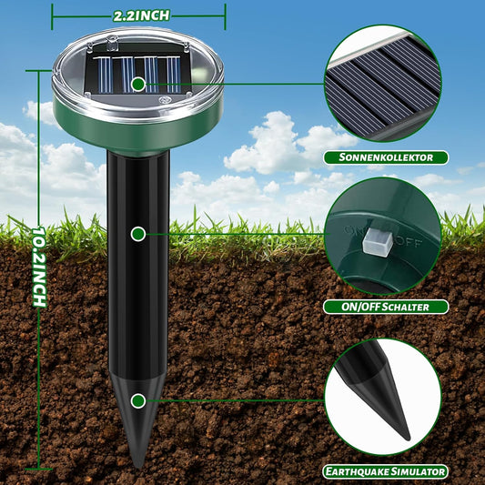 Mole Repellent 10 Packs, Outdoor Solar-Powered Animal Repellent, Waterproof Mole Killer Traps for Garden, V1259-DP01-A-3013