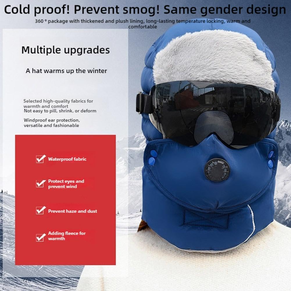 Women Windproof Full Cover Balaclava with Glasses Mask,Winter Thermal Thick Ski Cap Camping Hunting Trapper V1259-DP01-A-3015
