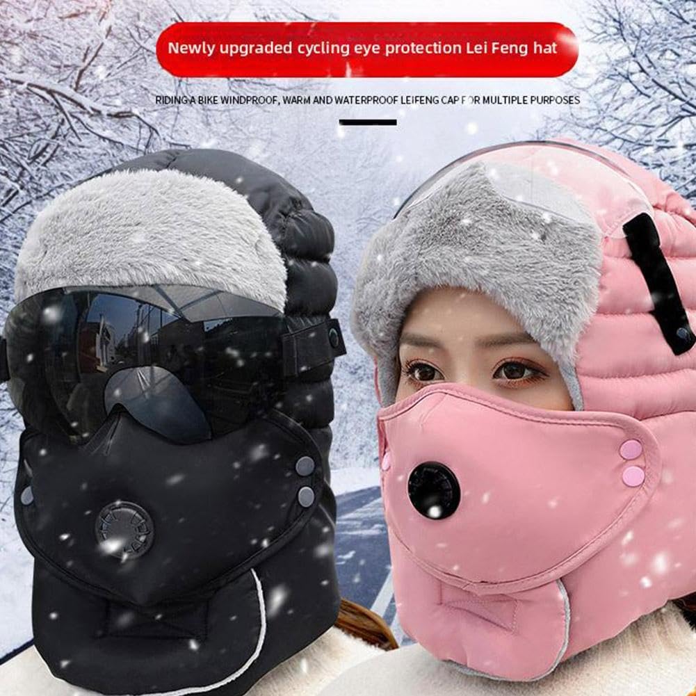 Women Windproof Full Cover Balaclava with Glasses Mask,Winter Thermal Thick Ski Cap Camping Hunting Trapper V1259-DP01-A-3015