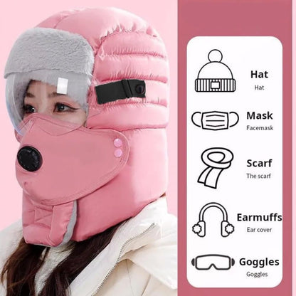 Women Windproof Full Cover Balaclava with Glasses Mask,Winter Thermal Thick Ski Cap Camping Hunting Trapper V1259-DP01-A-3015