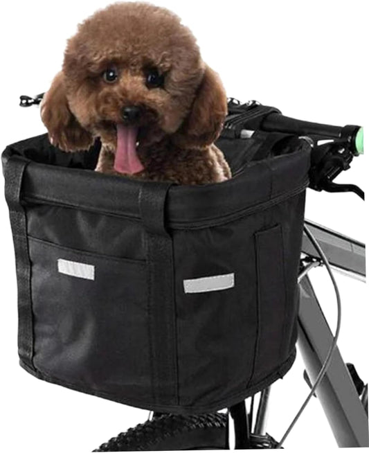 Bike Basket, 10kg Storng Bearing Foldable Bike Front Basket, Removable Dog Carrier for Handlebar, Machine V1259-DP01-A-3016