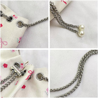 Drawstring Crossbody Bag for Women,Flower Chain Drawstring Mini Bucket Handbags V1259-DP01-A-3023