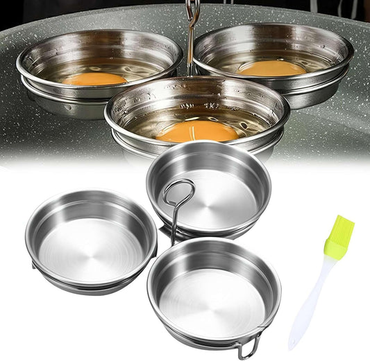 Steel Egg Poacher, Poached Egg Cooker, 3-Cup Poached Egg Cooker, Nonstick Egg Poacher Cups, Egg Poaching Pan V1259-DP01-A-3038