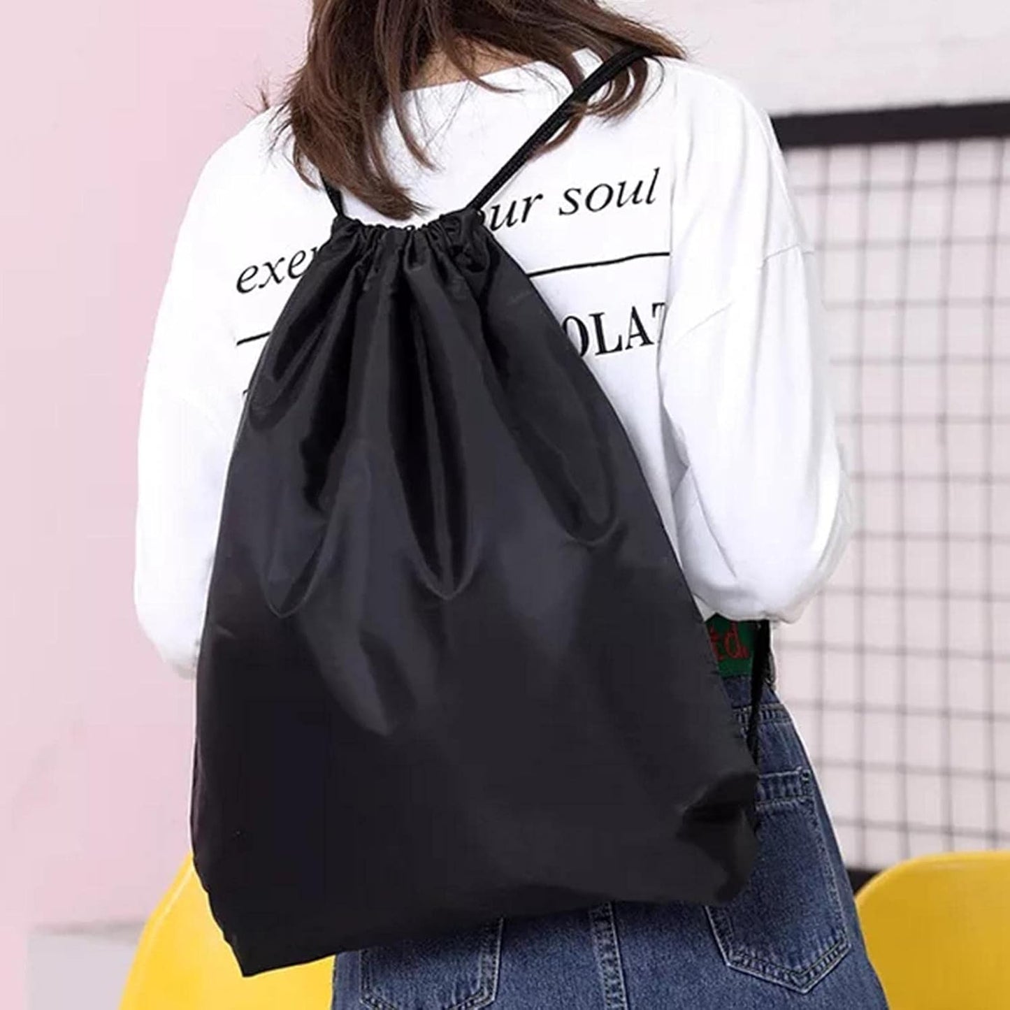 Drawstring Backpack Sports Gym Bag for Women Men,Folding Sport Backpack Drawstring Bag for Home Travel V1259-DP01-A-3039