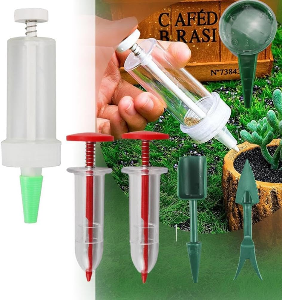 Mini Seed Spreader, 2025 Upgrade Mini Sowing Seed Dispenser, Small Hand Seed Planter Tool, Manual Seedlings V1259-DP01-A-3064