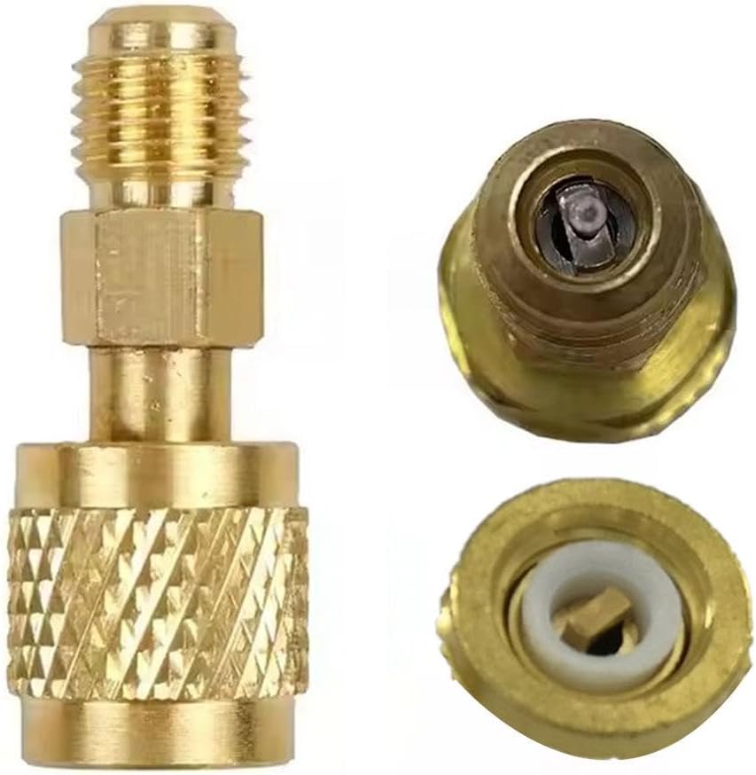 R410 R32 R22 Brass Adapter, Reverse Thread Fitting for R410/R32/R22 Mini Split Systems, Vacuum Pump & Gauge V1259-DP01-A-3068