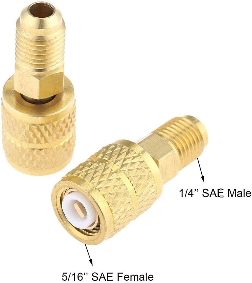 R410 R32 R22 Brass Adapter, Reverse Thread Fitting for R410/R32/R22 Mini Split Systems, Vacuum Pump & Gauge V1259-DP01-A-3068