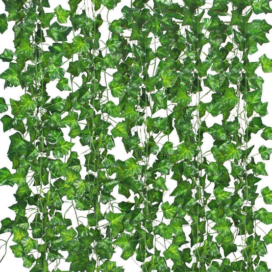 12 Pack Fake Vines for Room Decor Artificial Ivy Garland with Clip Green Flowers Hanging Plants Faux Greenery V1259-DP01-A-3078