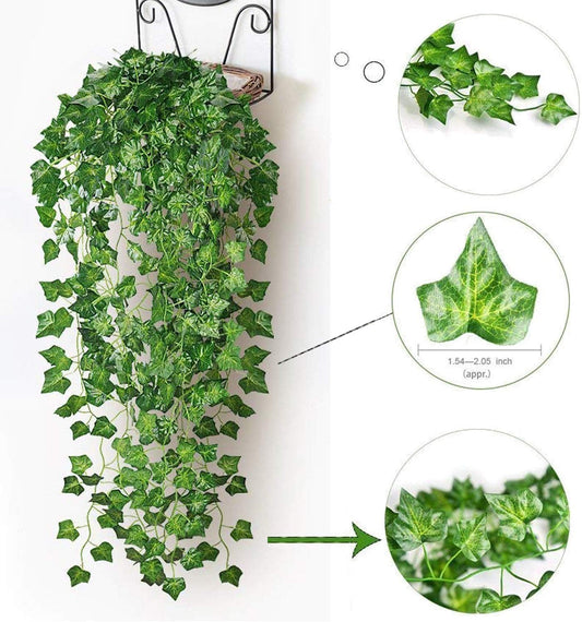 12 Pack Fake Vines for Room Decor Artificial Ivy Garland with Clip Green Flowers Hanging Plants Faux Greenery V1259-DP01-A-3078