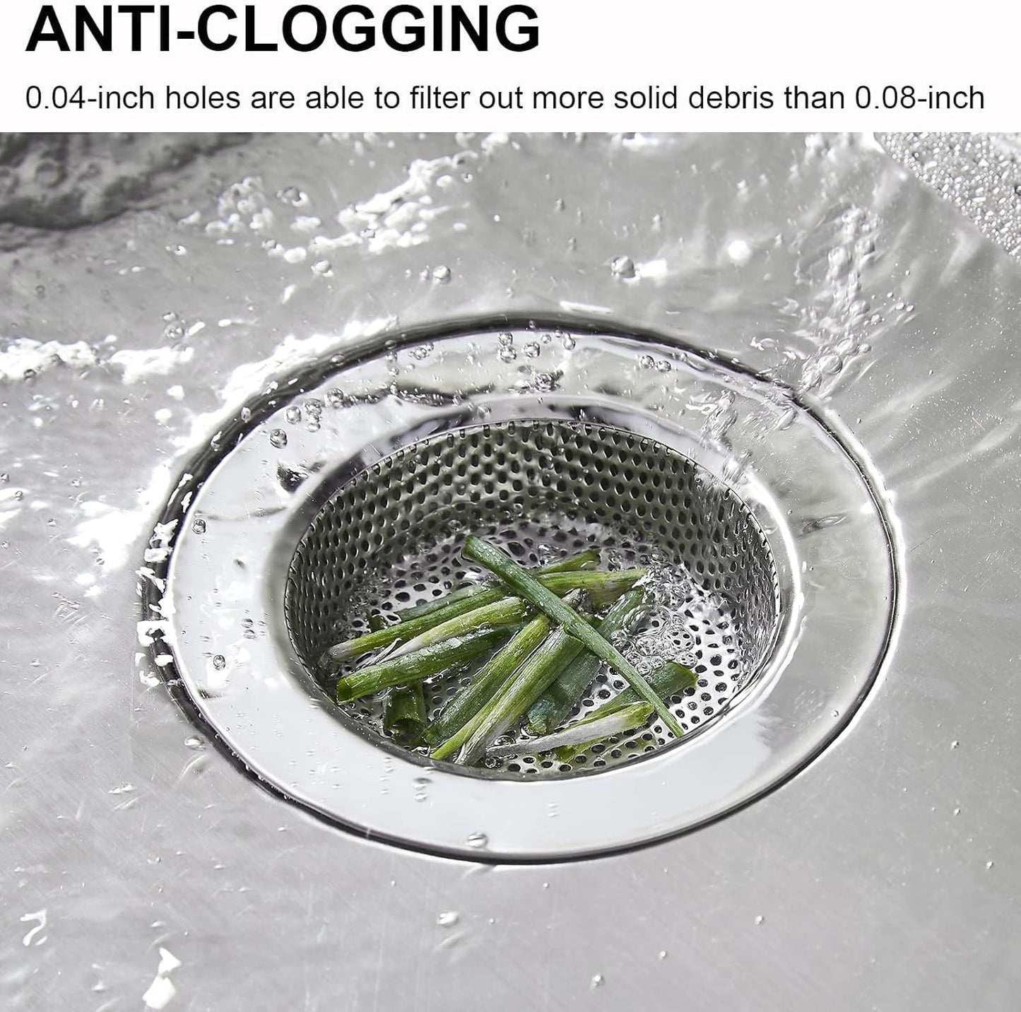 Kitchen Sink Strainer Stainless Steel, Kitchen Sink Drain Strainer, Sink Strainers for Kitchen Sinks with V1259-DP01-A-3083
