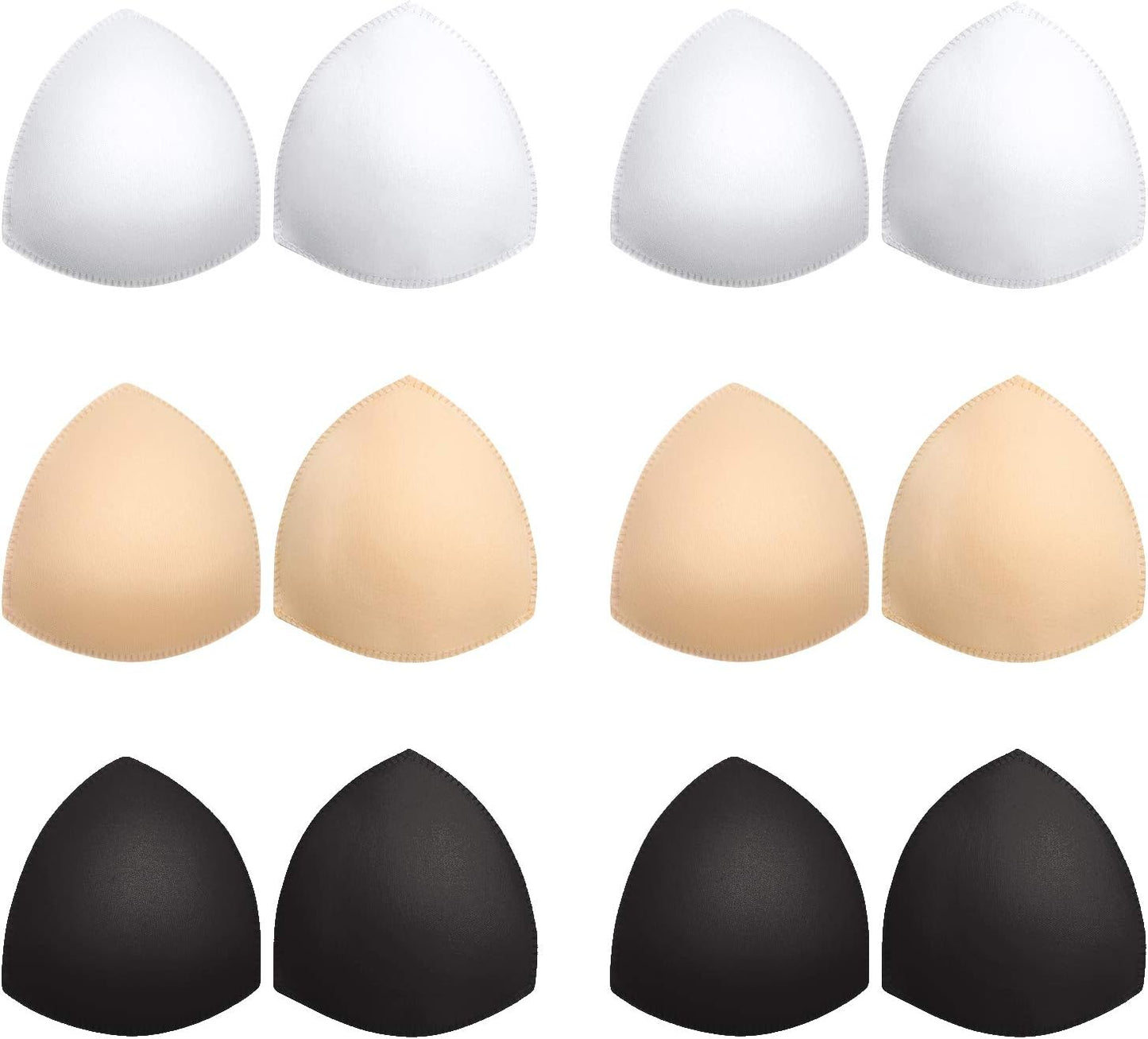 Bra Pads Inserts 6 Pairs, Bra Cups Inserts, Removable Breast Enhancers Inserts for Women (Beige, Black, White) V1259-DP01-A-3084