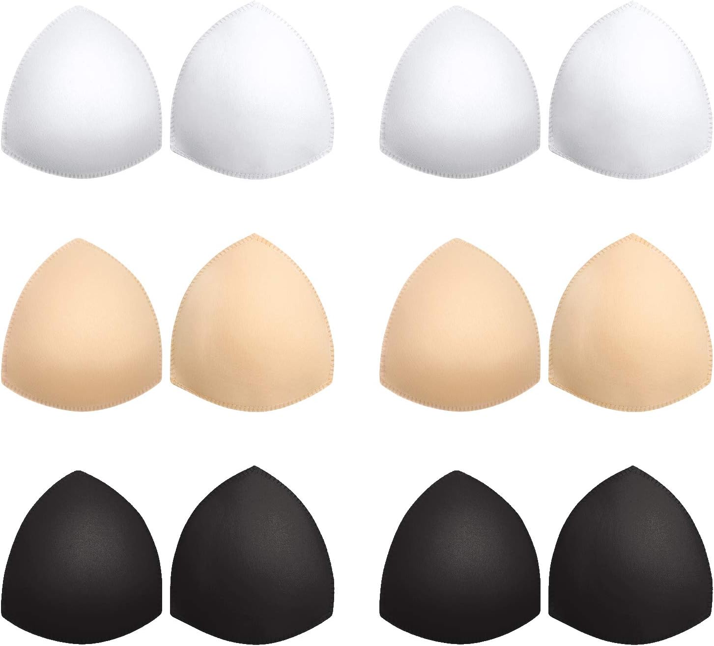Bra Pads Inserts 6 Pairs, Bra Cups Inserts, Removable Breast Enhancers Inserts for Women (Beige, Black, White) V1259-DP01-A-3084