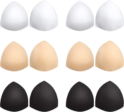 Bra Pads Inserts 6 Pairs, Bra Cups Inserts, Removable Breast Enhancers Inserts for Women (Beige, Black, White) V1259-DP01-A-3084