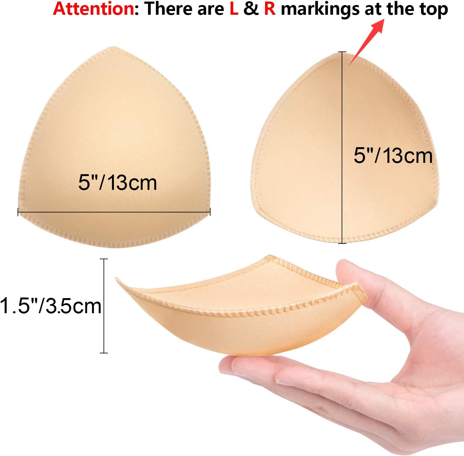Bra Pads Inserts 6 Pairs, Bra Cups Inserts, Removable Breast Enhancers Inserts for Women (Beige, Black, White) V1259-DP01-A-3084