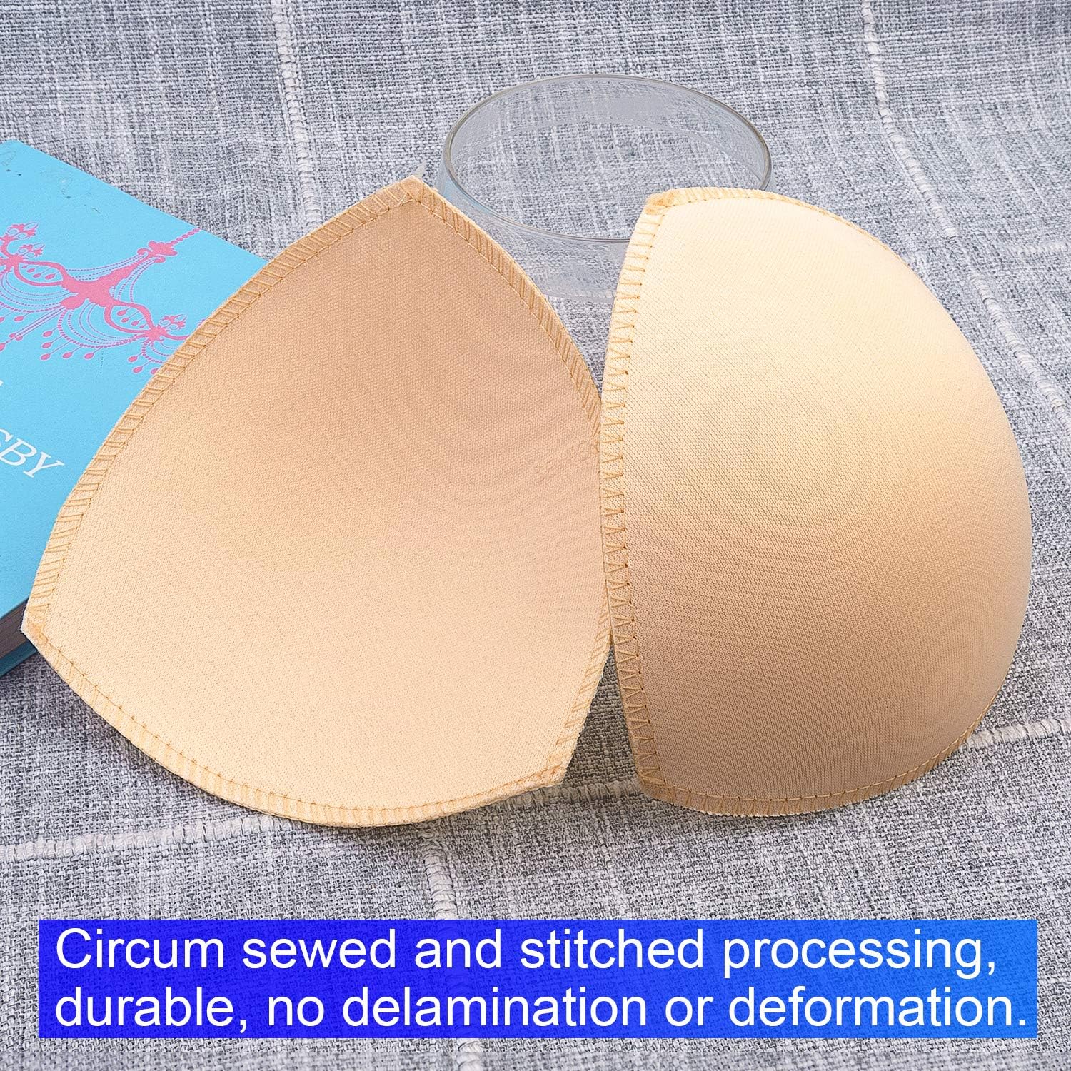 Bra Pads Inserts 6 Pairs, Bra Cups Inserts, Removable Breast Enhancers Inserts for Women (Beige, Black, White) V1259-DP01-A-3084