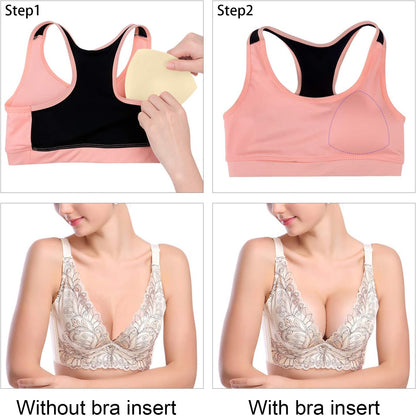 Bra Pads Inserts 6 Pairs, Bra Cups Inserts, Removable Breast Enhancers Inserts for Women (Beige, Black, White) V1259-DP01-A-3084