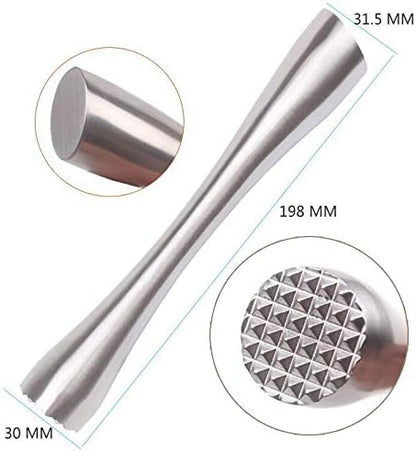 Stainless Steel Cocktail Muddler 8" Professional Old Fashioned & Mojitos Drink Muddler Ideal Bartender Tool V1259-DP01-A-3087