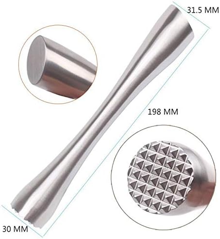 Stainless Steel Cocktail Muddler 8" Professional Old Fashioned & Mojitos Drink Muddler Ideal Bartender Tool V1259-DP01-A-3087