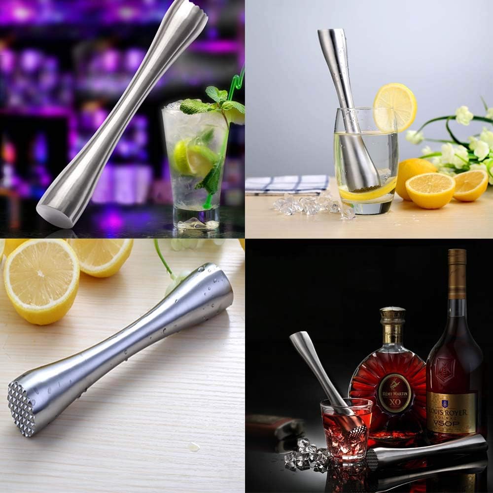 Stainless Steel Cocktail Muddler 8" Professional Old Fashioned & Mojitos Drink Muddler Ideal Bartender Tool V1259-DP01-A-3087
