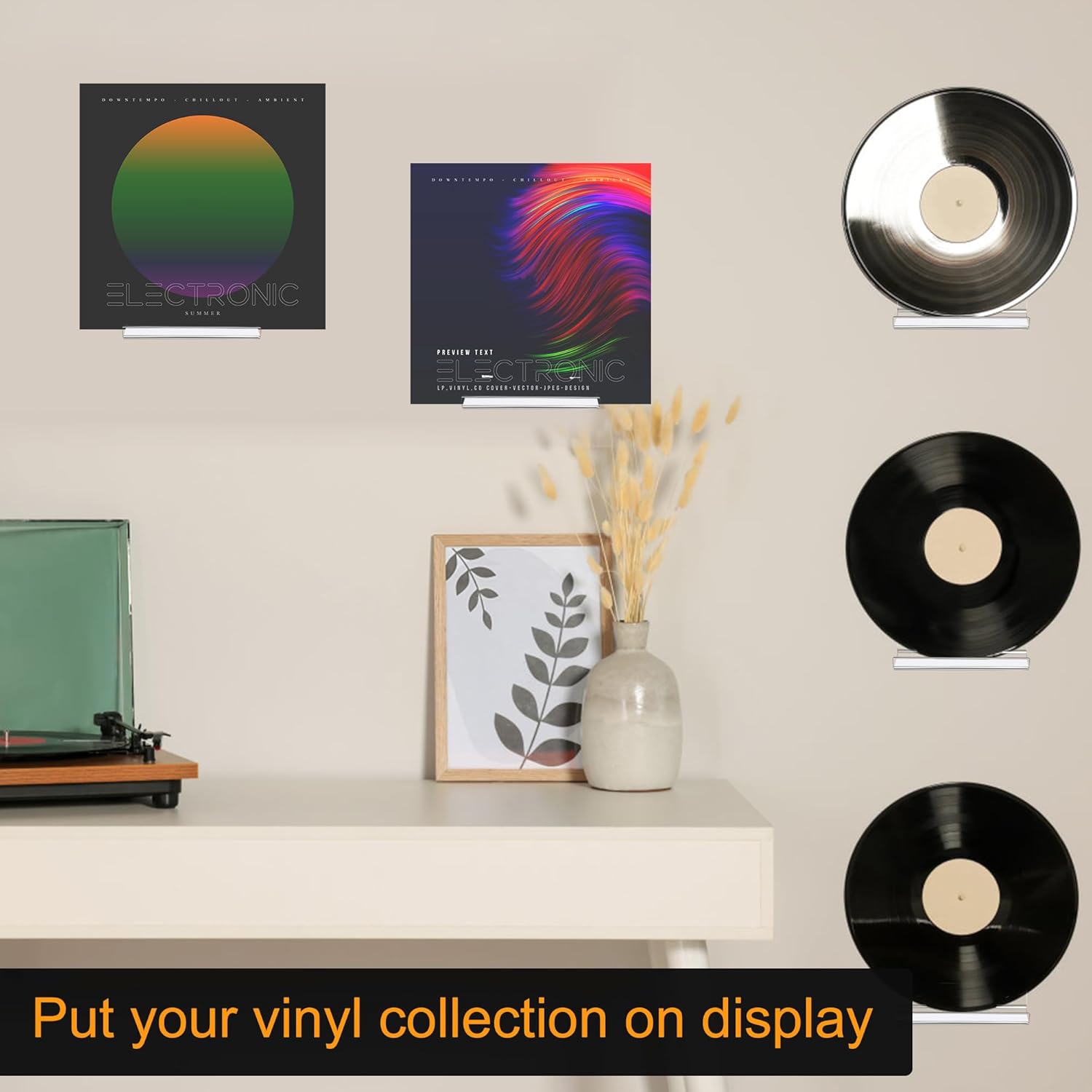 6 Pack Clear Vinyl Record Shelf Wall Mount Acrylic Album Display Holder Storage Hanger CD Floating Shelf for V1259-DP01-A-3092