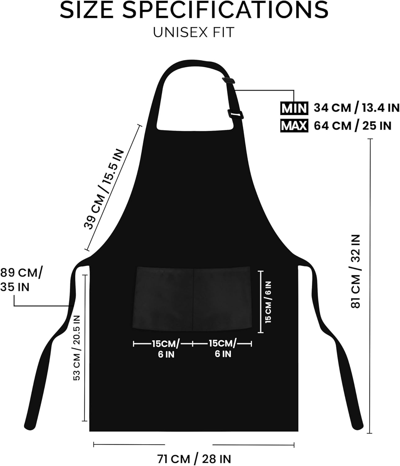 Adjustable Bib Apron (2-Pack) Water Oil Resistant Chef Cooking Kitchen Aprons with Pockets for Men Women V1259-DP01-A-3093