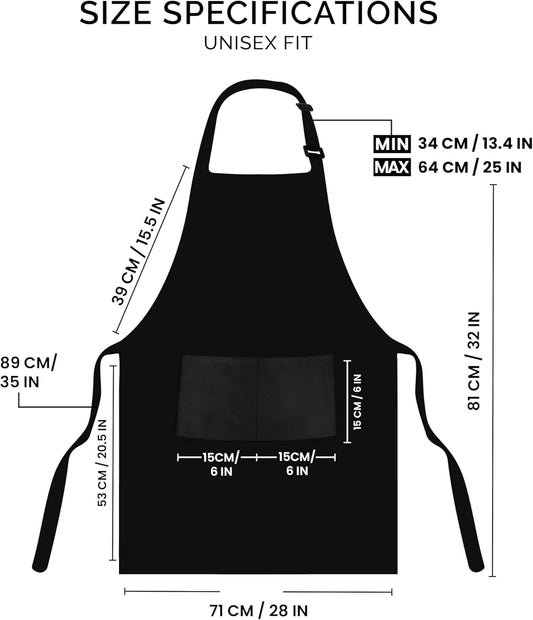 Adjustable Bib Apron (2-Pack) Water Oil Resistant Chef Cooking Kitchen Aprons with Pockets for Men Women V1259-DP01-A-3093