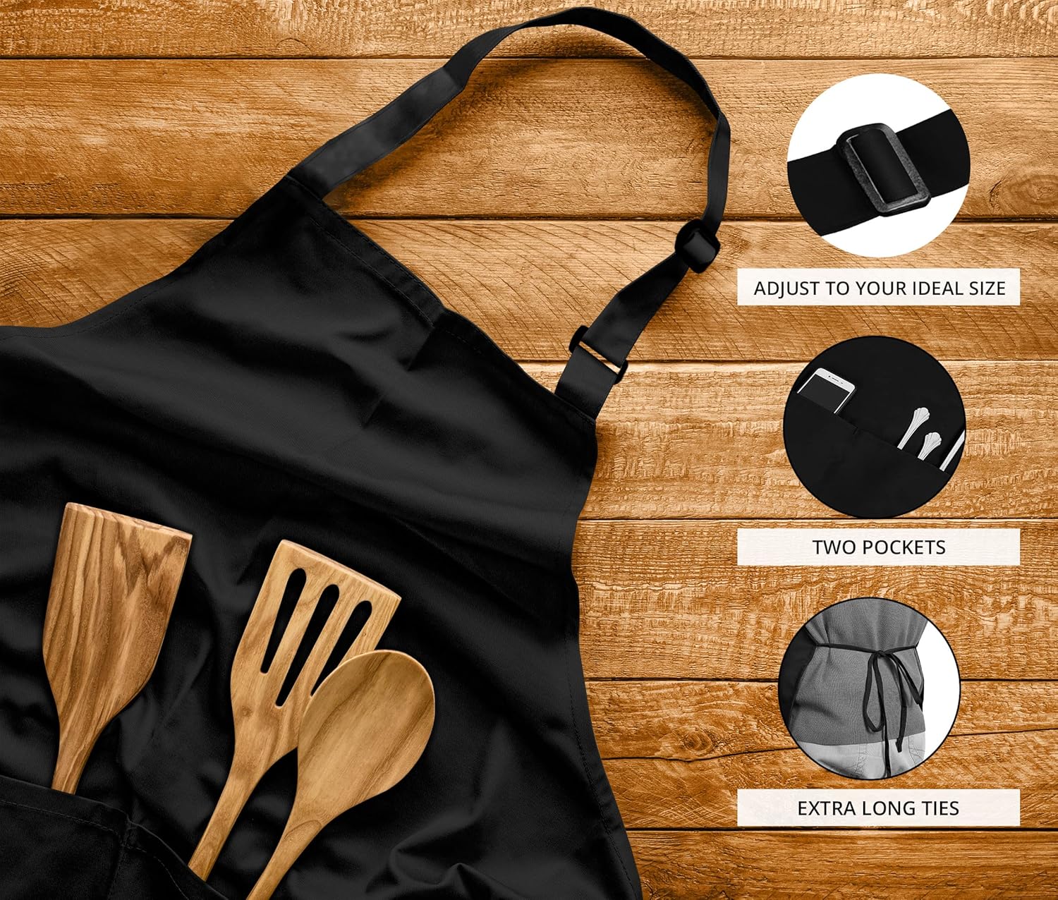 Adjustable Bib Apron (2-Pack) Water Oil Resistant Chef Cooking Kitchen Aprons with Pockets for Men Women V1259-DP01-A-3093