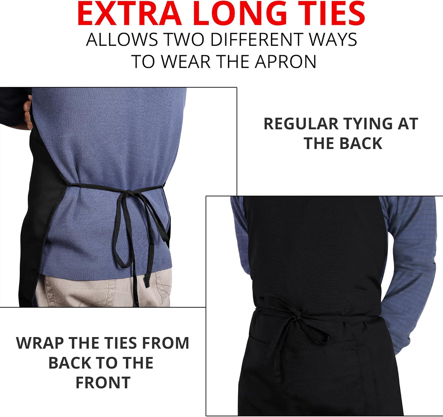 Adjustable Bib Apron (2-Pack) Water Oil Resistant Chef Cooking Kitchen Aprons with Pockets for Men Women V1259-DP01-A-3093