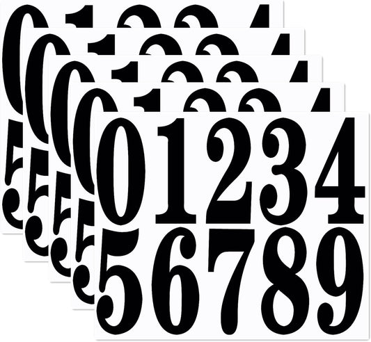 4 Inch Numbers Sticker, (0-9, 5 Sets) Modern Number Vinyl Waterproof Number Self Adhesive Sticker for Signs, V1259-DP01-A-3094