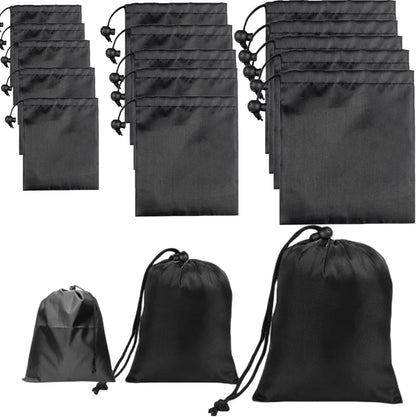 Drawstring Bag String Bag - 15Packs 3Sizes Nylon Cinch Ditty Stuff Pouch with Toggle for Gym, Luggage, V1259-DP01-A-3097