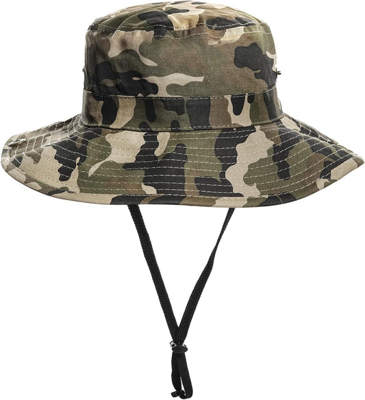 Boys Camo Sun-Bucket-Hat Summer Outdoor Safari Fishing-Hat Boonie-Cap for Big Kids 2-14Yrs V1259-DP01-A-3100
