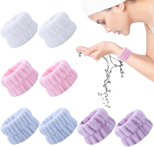 8PCS Wristbands for Washing Face, Microfiber Wrist Wash Bands, Towel Scrunchies Spa Face Wash Wristbands V1259-DP01-A-3104