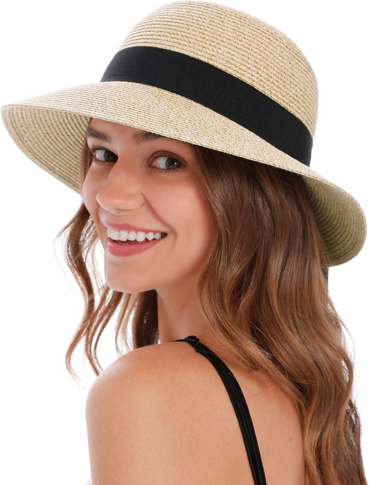 Women's Sun Hats UV Protection Large Wide Brim Hat Women Packable Sun Hat for Women Straw Hats V1259-DP01-A-3107
