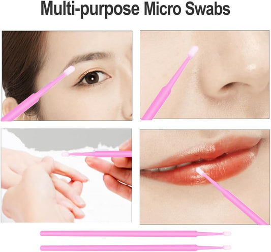 400PCS Micro Brush Disposable Micro Swabs for Eyelash Extension, Nails, Eyeliner(Head Diameter: 2.0mm Pink) V1259-DP01-A-3110