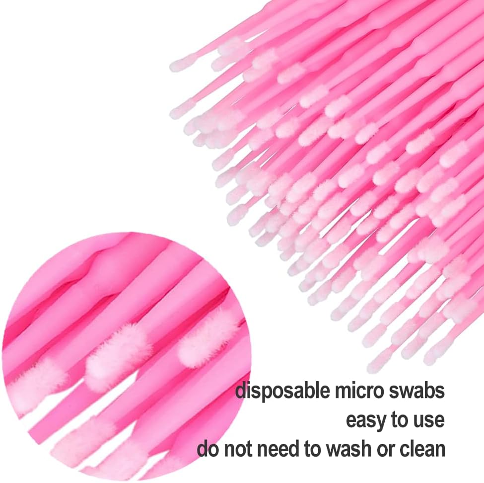 400PCS Micro Brush Disposable Micro Swabs for Eyelash Extension, Nails, Eyeliner(Head Diameter: 2.0mm Pink) V1259-DP01-A-3110